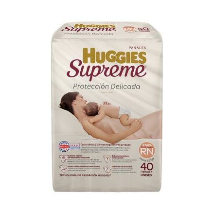 Pañal para Bebé Huggies Supreme Unisex, Etapa Recién Nacido con 40 Piezas