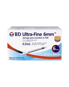 Jeringa para Insulina U-100/0.5 ml/31G x 6 mm